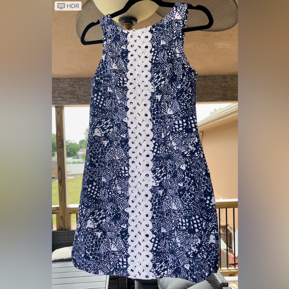 Lilly Pulitzer Shift Dress Upstream Fish Print Size 6